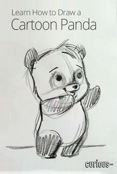 a drawing of a cartoon panda with the caption learn how to draw a cartoon panda