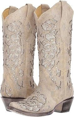 Corral Boots A3322 | Zappos.com Western Wedding Shoes, Cowgirl Boots Wedding, Corral Boots Womens, Classic Black Boots, Perfect Wedding Shoes, Wedding Shoes Comfortable, Wedding Boots, Corral Boots, Archive Fashion