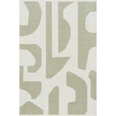 a rug with white and grey designs on the front, in an abstract pattern that looks like