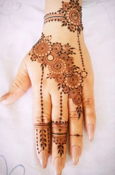 a henna tattoo on the palm of someone's hand