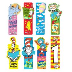 dr seuss and the cat in the hat bookmarks are on sale for $ 1