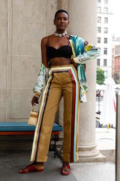 Recycling Fabric, Walk The Plank, Afro Goth, Afro Punk Fashion, Walking The Plank, Autumn Breeze, Tokyo Street Fashion, Khaki Trousers, Iranian Women Fashion