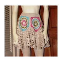 Crochet Skirt  Sizes 8  10  Ecru Pink Lime by AnnieBriggs on Etsy, $75.00 Pima Cotton, Crochet Dress, Hand Crochet, Boho Shorts, Custom Color, Yarn, Womens Shorts