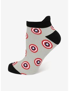 Captain America Shield, Marvel Captain America, Dots Pattern, Ankle Socks, Captain America, In Store, Marvel, Socks, Grey