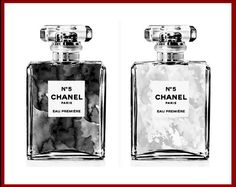 two bottles of chanel n'3 perfumes, one in black and white