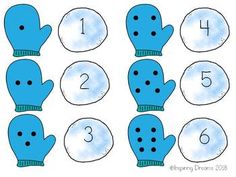 blue mittens with numbers in the middle