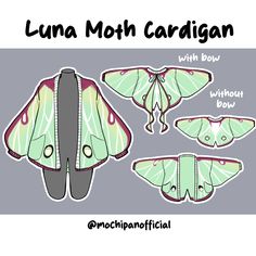 the luna moth cardigan paper doll is shown