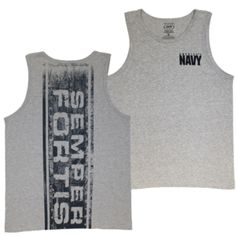 Here is an awesome U.S. Navy Tank Top to show your passion for the United States Navy. The tank top has high-quality graphics which says "SEMPER FORTIS" on the back and has the NAVY Logo on the front. #mensfashion #tanktops #onlineshopping #fashion Navy Blue Print, Navy Tank Top, Family Support, The Navy, Blue Print