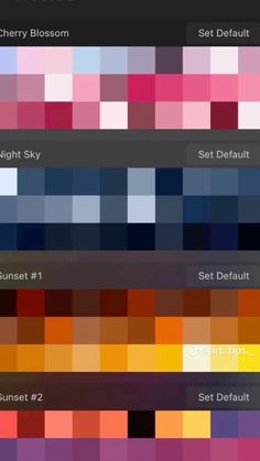 the color palettes are all different colors