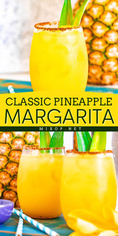 Start your parties with this Cinco de Mayo party food idea! This Classic Pineapple Margarita recipe features the sweet tang of pineapple and smooth Tequila Blanco, with a spicy chili powder kick! Perfect for beach parties, barbecues, or unwinding after a long day! Pineapple Margaritas, Pineapple Margarita Recipe, Pineapple Margarita, Tequila Drinks, Liquor Drinks, Boozy Drinks, Mixed Drinks Recipes, Munnar