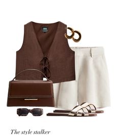 Outfit Ideas 30s For Women, Waistcoat Outfit Women, Frühling Outfits, Brown Ootd, Eurotrip Outfits, Brown Waistcoat, Looks Pinterest, Mood Board Fashion