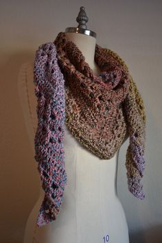 Contoured multicolor triangle scarf or shawl  Ready to ship 100% acrylic Super cool and breathes, not scratchy All ready to ship items, final sale Crochet Wrap Top Pattern, Crochet Wrap Top, Wrap Top Pattern, Handmade Scarf, Scarf Handmade, Scarf Crochet, Crochet Wrap, Triangle Scarf, Fall Scarves