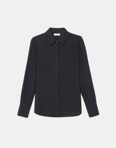 Silk Double Georgette Button Blouse | Lafayette 148 New York Georgette Shirt, Cashmere Suit, Petite Blouses, Georgette Blouse, Button Blouse, Petite Shirts, Leather Denim, Sweater Sale, Plus Size Blouses