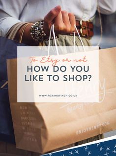 a person holding shopping bags with the words how do you like to shop?