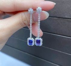 LAST CALL, LAST CHANCE!!! LIQUIDATION SALE!!!The Following Item we are offering is a Rare Important Radiant 18KT Gold Large Rare Fancy Gorgeous Fancy Emerald Cut Glittering Tanzanites and Diamond Dangle Earrings. Earrings are comprised of Beautiful Glittering Tanzanites and Round Dangling Diamonds set in 18KT White Gold!!! T.C.W. approx 4CTS!!! These Gorgeous Earrings are a Rare Sample Pair New With Tags from a Private Manufacturer that sold to Important 5 Star Hotel and Fine Jewelry Stores. Ori Custom Birthstone Ring, Royalty Fashion, Desi Outfits, Liquidation Sale, Luxe Jewelry, Tanzanite Diamond, Diamond Dangle Earrings, Tanzanite Ring, Blue Tanzanite