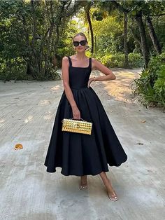 Black Square Neck Long Dress Suspenders Dress, Corset Design, Backless Long Dress, Waist Corset, Dress Slim, Dress Women Elegant, Straight Neckline, Suspender Dress, Black Sleeveless Dress