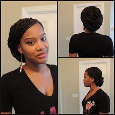 Senegalese Twist (Briaded low bun) Short Sengelese Twist Styles, Crochet Senegalese Twist Hairstyles Updo, Senegalese Twist Bun, Senegalese Twist Short Length, Senegalese Twist Updo, Ways To Style Senegalese Twist, Natural Cornrow Hairstyles, Senegalese Twist Styles, Twisted Updo