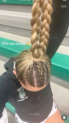 Cool Game Day Hairstyles, Cute Libero Hairstyles, Cute Simple Everyday Hairstyles, Volleyball Hairstyles Medium Hair, Outfits With Bubble Braids, Cool French Braids, Fun Game Day Hairstyles, Meet Day Hairstyles Track, Lacrosse Game Day Hair