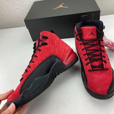 New With Box. 100% Authentic. Fast Shipping Size 5y = 6.5 Women's Red Nike Jordan Shoes With Round Toe, Nike Jordan Shoes With Red Sole, Red Running Shoes, Nike Fashion Sneakers, Custom Shoes Diy, Sneakers Jordans, Pretty Shoes Sneakers, Jordan Shoes Retro, Air Jordan 12