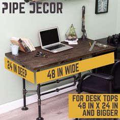 O Design Desk By PIPE DECOR - Pipe Decor Industrial Pipe Desk, Kitchen Cabinet Organization Layout, Industrial Pipe Table, Desk Tv Stand, Wall Mounted Clothing Rack, Pipe Desk, Steampunk Furniture, Design Desk, Pipe Decor