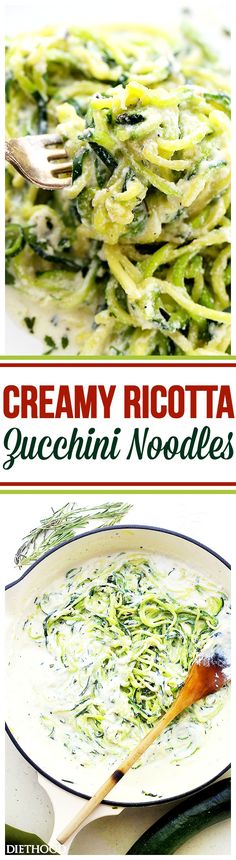 creamy ricotta with zucchini noodles is an easy and delicious side dish that's ready in under 30 minutes