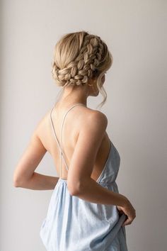 Easy Crown Braid, Two Dutch Braids, Crown Braid Updo, Braided Crown Hairstyles, Dutch Braids, Braided Hairstyle, Wedding Guest Hairstyles, Crown Braid, Braided Hairstyles Updo