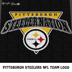 the pittsburgh steeles team logo is shown on a black background with yellow and white letters