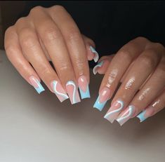 Art Trends 2023, College Nails, Turkey Nails, Nail Art Trends, Blue Acrylic Nails, Nails Today, Girly Acrylic Nails, French Tip Acrylic Nails, Casual Nails