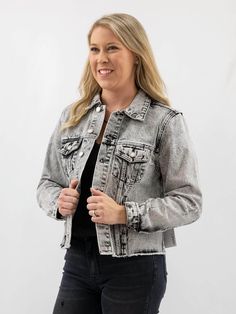 Refresh your wardrobe with our Black Acid Wash Crop Denim Jacket, the ultimate upgrade from your classic denim jacket. Featuring a distressed acid wash and cropped silhouette, this jacket adds an edgy vibe to even the most basic outfit. Perfect for layering across multiple seasons, it’s a versatile piece that brings effortless style to any look. Give your wardrobe a fresh, bold twist with this must-have denim jacket! SIZE & FIT Fit is true to size Model is wearing size small BRAND Vervet Crop Denim Jacket, Classic Denim Jacket, Cropped Denim Jacket, Basic Outfits, Cropped Denim, Acid Wash, Effortless Style, Layering, Denim Jacket