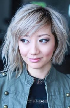 Asymmetrical Bob Curtain Bangs, Asymmetrical Hair, Bob Hairs, Graduated Bob Haircuts, Line Bob Haircut, Wavy Bob Hairstyles, Medium Bob Hairstyles