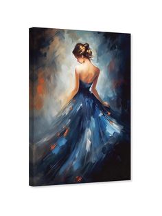 a painting of a woman in a blue dress