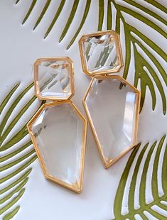 "Hello, welcome to Ken's Closet Today we have a beautiful pair of Lucite clear Acrylic Earrings, in a gold post setting. The earrings are translucent, with beautiful geometric cuts, to mimic crystal. Earrings are a stud. The earring is about 3\" long." Body Harness, Hanging Earrings, Acrylic Earrings, Black Crystals, Chandelier Earrings, Bridal Earrings, Resin Crafts, Clear Crystal, Crystal Earrings