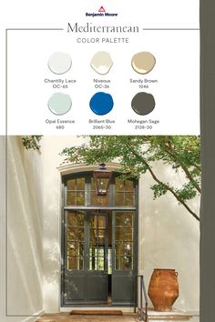 the front door to a house with different colors