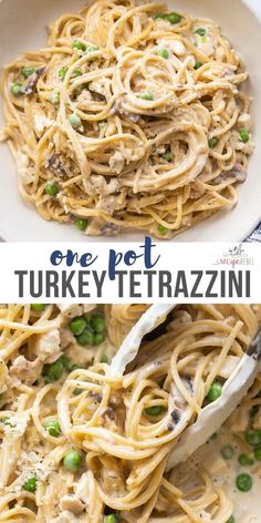 one pot turkey tetrazzini with peas and mushrooms