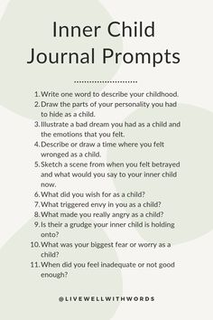 the inner child journal is filled with information about what to write and how to use it