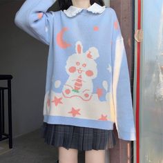 Cute Rabbit Sweater PN3244 ●Size: Length 63 cm,bust 110 cm,shoulder 49 cm,sleeve 50 cm. ●Material:cotton (Please allow 1-3cm differs due to manual measurement.As different computers display colors differently,the color of the actual may vary slightly from the above images.Thanks for your understanding.) ●About Shipping: We attach great importance to the orders of each customer and parcel delivery. 1.Processing time: 2-3 business days. 2.Shipping time: 10-15 business days to US, please allow 3-4 weeks shipping to other country.(Shipping times can be affected by variable customs clearance times or public holidays.) Kawaii Sweaters, Sweaters Girls, Big Rabbit, Rabbit Sweater, Yarn Sweater, Y2k Aesthetic Outfits, Cute Rabbit, Sweater Material, Loose Sweater