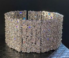 Big Diamond Bracelet, Luxury Glamorous Bracelets With Diamond Accents, Luxury Glamorous Bracelet With Diamond Accents, Luxury Statement Diamond Bracelet For Wedding, Luxury Diamond-accented Bracelets For Formal Occasions, Luxury Gold Statement Diamond Bracelet, Big Bracelets, Rapper Jewelry, Gold Bangles For Women