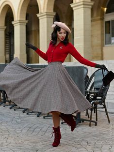 Circle Skirt Prince of Wales Brown Circle Skirts, Perfect Cardigan, Wardrobe Ideas, Blood Red, Wedding Dress Shopping, Draped Fabric, Prince Of Wales, 1950s Fashion, Wool Skirts