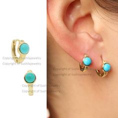 Sleeping Beauty Arizona Turquoise Gemstone Small Huggie Hoop Lever Back Earrings / Earrings / Bezel Setting Earrings / Hoops / Gift for Her / Birthday Gift≫ Features• Items Code : ESP-6176X• Metal : 14K Solid Gold• Turquoise wt : 0.70 ct • Studs Size : 8 mm inner≫ FAQ below for more detail.✦ Sizing .....................We can adjust most items to fit your sizing preferences. Most items can be made to any size and length. Please leave a note at checkout or contact us via Etsy conversation. Even a Turquoise Gemstone Hoop Earrings, Turquoise Round Huggie Earrings For Gift, Turquoise Huggie Earrings For Gift, Turquoise Round Clip-on Jewelry, Turquoise Clip-on Round Jewelry, December Birthstone Jewelry, Earrings Hoops, Arizona Turquoise, Natural Sleep