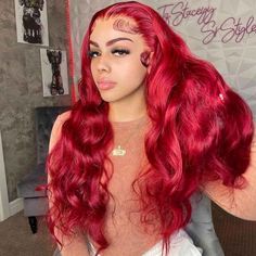 Queen Hair Inc Queenhairinc Red Lace Front Wig Human Hair Wig Straight Body Wave Deep Wave 13x4 Colored Wigs 180 Density Hair Color Red, Glamorous Hair, Red Wigs, Queen Hair, Colored Wigs, Body Wave Wig, Body Wave Hair, Lace Hair, Long Wigs