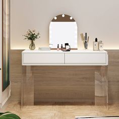 Makeup Vanity, 38 Makeup Dressing Table with 2 Drawers & Acrylic Legs(Without Mirror) Tribesigns Desk/vanity Combo, Modern White Desk, White Vanity Table, White Computer Desk, Modern Makeup Vanity, Dressing Table With Drawers, Makeup Vanity Desk, White Dressing Tables, Vanity Dressing Table