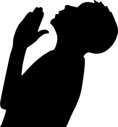 a black and white silhouette of a person holding their hand up to the side with his mouth open