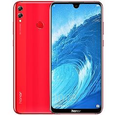 the red oppo phone is on display in front of a white background with waves