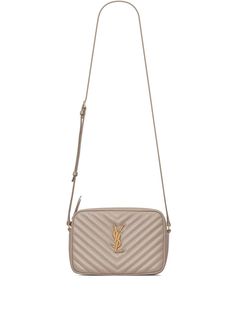 dark beige eather chevron quilting signature YSL logo plaque gold-tone hardware top zip fastening adjustable shoulder strap internal slip pocket slip pocket to the rear main compartment Saint Laurent Lou Crossbody Bag, Ysl Lou Crossbody Bag, Saint Laurent Lou Camera Bag, Ysl Logo, Quilted Crossbody Bag, Designer Crossbody Bags, Dark Beige, Casual Backpack, Casual Bags