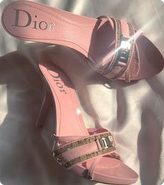 Pink Mules, Mode Shoes, Monogram Baby, Mule Heels, Vintage Sandals, Dior Logo