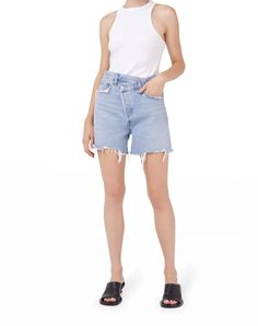 An updated take on classic denim cutoffs, these shorts from experimental denim brand AGOLDE feature an asymmetric crossover waistline and a raw-edge hem. Belt loops Five-pocket style Button fly 100% cotton Machine wash Made in USA SIZE & FIT Rise, about 12" Inseam, about 4.5" Leg opening, about 23.5" Asymmetrical Medium Wash Bottoms For Summer, Casual Asymmetrical Shorts For Summer, Casual Asymmetrical Summer Shorts, Asymmetrical Bottoms With Frayed Hem For Spring, Asymmetrical Bottoms With Built-in Shorts For Spring, Asymmetrical Bottoms With Built-in Shorts For Summer, Trendy Asymmetrical Spring Shorts, Trendy Asymmetrical Shorts For Spring, Asymmetrical Cotton Bottoms For Summer