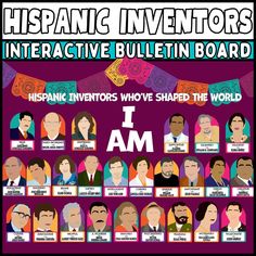 This is a digital printable resource This bright and colorful bulletin board kit is the perfect way to celebrate Hispanic Heritage Month and help enhance social-emotional learning through positive self-talk! It includes 25 notable Hispanic inventors and a positive character trait associated with each. It also includes interactive foldable name tags that can be flipped to reveal a synopsis for each leader and their trait. While interacting with the bulletin board students can practice positive self-talk. Take the headache out of creating a bulletin board from scratch! -------------------------------- Bulletin Board Content: -------------------------------- ~25 Hispanic Leaders (full size pdf sheets) ~Foldable Name Tags including synopsis and image of leader's invention ~Festive Border ~Past Hispanic History Month Bulletin Board, Hispanic Heritage Month Decorations, Spanish Heritage Month Bulletin Board, Celebrating Hispanic Heritage Month, Heritage Quotes, Heritage Month Bulletin Board, Hispanic Heritage Month Bulletin Board, Hispanic Heritage Month Read Alouds, Library Hispanic Heritage Month