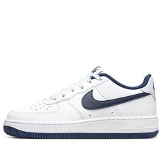 (GS) Nike Air Force 1 Low 'White Midnight Navy' FV5948-104 Nike Air Force 1 Blue And White, Nike Air Force Blue, Navy Nike Shoes, Nike Blue Sneakers, Navy Blue Nike Shoes, Nike Air Force 1 Blue, Nike Shoes Blue, Hoodie Outfits, Nike Force 1