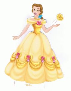 a drawing of a woman in a yellow dress holding a lollipop and smiling