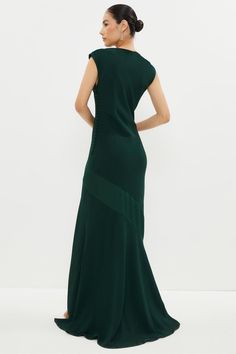 A decidedly dramatic choice for your next black tie ball, this sweeping satin maxi dress showcases a draped cowl neckline, neat row of fabric-covered buttons and sultry diagonal panel in a sumptuous fabric. Fitted with a seductively high hem split, it adds instant drama to special occasions.Style: Fit & Flare DressDesign: PlainFabric: SatinLength: MaxiNeckline: CowlSleeve Length: Sleeveless Black Tie Gown Formal, Black Tie Ball, Satin Maxi, Satin Maxi Dress, Fabric Covered Button, Long Bridesmaid Dresses, Wedding Bridesmaids, Black Tie, Fit & Flare